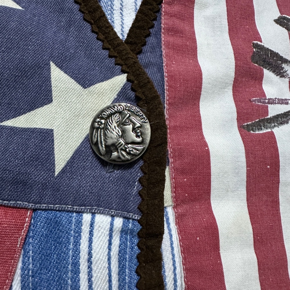 Cambridge Country Store Patchwork Vest Womens L Americana Patriotic Folk Native - Picture 7 of 10